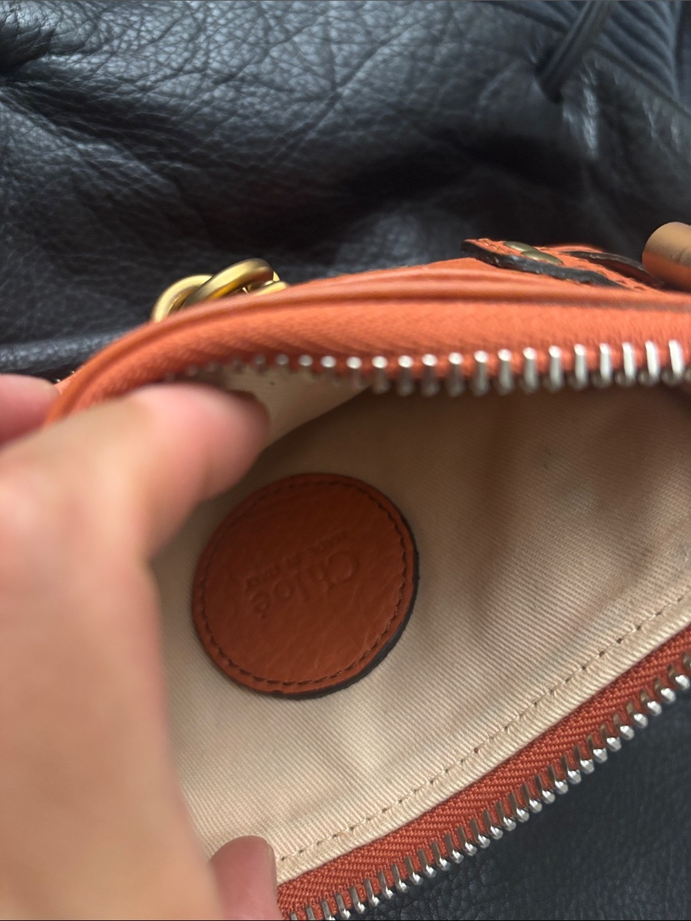 Chloe orange paddington lock wristlet - Picture 3 of 7